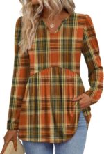 WIHOLL Womens Tops Long Sleeve Fall Shirts Babydoll Peplum Tops for Women V Neck Tunic Dressy Casual Blouses - Image 2