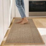 Washable Non Slip Rubber Backing Outdoor Rugs Doormat, 30"x17" Super Absorbent Kitchen Rugs Non Slip, Soft Imitation Linen Braided Kitchen Rug Washable for Kitchen, Floor, Office, Home Decor(Brown) - Image 2