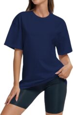 Women Oversized T Shirts Summer Casual Crewneck Short Sleeve Basic Tops Cotton Loose Fit Clothes - Image 2