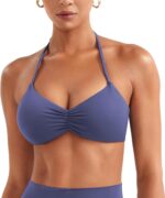 YEOREO Halter Sports Bras for Women Adjustable Strappy Open Back Impact Removable Pads Deep V Bra Workout Gym Yoga Crop Top - Image 2