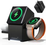 ZEEHOO 3 in 1 Charging Station, iPhone Charging Station for Apple MagSafe Charger, Qi2 Certified, 15W Fast Wireless Charger, for Apple Watch, for iPhone 17,16 15,14,13,12 Series, AirPods (Black) - Image 2