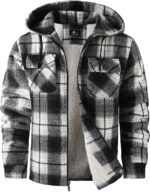 ZITY Men's Flannel Hooded Jacket Fleece Sherpa Lined Plaid Shirts Jackets Zip Up Sweatshirt Hoodies for Men with 4 Pockets - Image 2