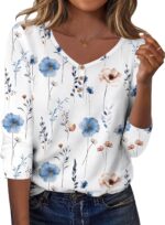 Zeagoo Women Tops Loose Fit Long Sleeve V Neck T Shirts Business Casual Blouses Dressy Fall Fashion Work Clothes - Image 2