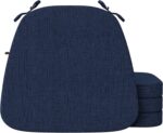 idee-home Chair Cushions for Dining Chairs, Kitchen Chair Pads Set of 4, D-Shaped Seat Cushions with Ties Non-Slip Bottom for Indoor Dining Room, Removable Cover, 17" x 16" x 2" Navy - Image 2