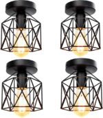 jose2015 Rustic Farmhouse Flush Mount Ceiling Light Fixture,Industrial Black Light Fixture for Entryway Hallway Bedroom Kitchen Stairway Porch with E26 Socket UL Listed-4pack. - Image 2