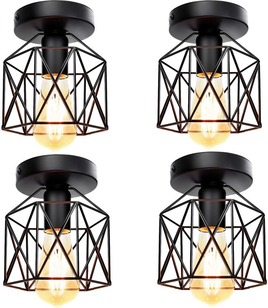 jose2015 Rustic Farmhouse Flush Mount Ceiling Light Fixture,Industrial Black Light Fixture for Entryway Hallway Bedroom Kitchen Stairway Porch with E26 Socket UL Listed-4pack. - Image 2