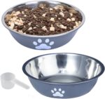 kathson 2 Pack Stainless Steel Dog Bowls,6" Spill Proof Metal Dog Food Bowls,Nonslip Rubber Bottom Pet Food and Water Bowl Set,Puppy Dishes Feeder for Medium Small Dogs,Grey - Image 2