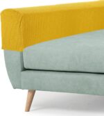 uxcell Couch Arm Covers, Stretch Sofa Armrest Cover with Twist Nails Scratch-Resistant Furniture Protector for Sofas Chairs, Yellow - Image 2