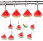 12 PCS Fruit Shower Curtain Hooks Watermelon Shower Curtain Hook Cute Resin Curtain Hanger Hooks for Living Room Bedroom Bathroom Kids Room Fashion Home Decor - Image 2