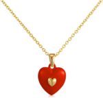 14K Gold Plated Heart Pendant Necklace for Women Trendy Cute Dainty Love Choker Necklaces Pink Black White Red Enamel Heart Pendants Fashion Jewelry Birthday Mother Gifts - Image 2
