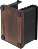 MyGift Modern Industrial Matte Black Metal Office Stationery Organizer with Sticky Note Holder, 2 Pen Storage Compartments and Rustic Burnt Solid Wood Base - Image 8