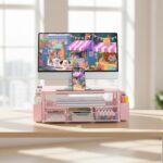AUPSEN Pink Desk Organizers and Accessories, 2-Tier Wood Computer Monitor Stand with Drawer, Pen Storage & Phone Holder, Office Desk Accessories, Workspace Desktop Organization for Office Supplies - Image 8