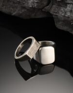 Stainless Steel Signet Ring - 316L Mens Finger Ring for Men Women - Rhodium Plated Cool Band Ring Jewelry for Father Husband Son Friend - Image 6