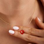 14K Gold Plated Heart Pendant Necklace for Women Trendy Cute Dainty Love Choker Necklaces Pink Black White Red Enamel Heart Pendants Fashion Jewelry Birthday Mother Gifts - Image 3