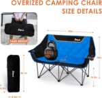 EMERIT Double Camping Chair Oversized Padded for Adults, Heavy Duty Folding Loveseat for Outdoor, Camping, Beach, Lawn, Concert 650LB - Image 3