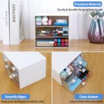 Desk Organizer with 5 Drawers, Rectangular Office Stationery Supplies Desktop Drawers, Plastic Makeup Storage, Suitable for Office, School, Home (White & 5 Drawers) - Image 8