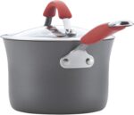 Rachael Ray - 87630 Rachael Ray Cucina Hard Anodized Nonstick Cookware Pots and Pans Set, 12 Piece, Gray with Red Handles - Image 10