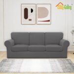 Easy-Going 7 Pieces Stretch Couch Cover Washable Sofa Cover Set for 3 Backrest and Seat Cushion Couch Anti-Slip Sofa Slipcover Furniture Protector with Elastic Bottom (Large, Light Grey) - Image 3