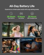Belkin SoundForm Anywhere Wireless EarBuds, IPX4 Waterproof Bluetooth Earphones, Long-Lasting Comfort, Compact Case with Keyring for iPhone, iPad, Tablet, Laptop, Hiking, Running, Travel, etc. - Black - Image 4