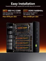 GMKtec Gaming Mini PC AMD Ryzen 7 H 255 (Upgraded 8745HS) 32GB RAM Dual NIC LAN 2.5Gbps Desktop Computers 4K Display, WiFi 6E, USB3.2, USB-C, BT 5.2, DP, HDMI NUCBOX K12 32+1T - Image 5