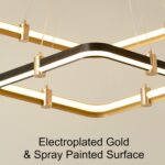 Siittoo Modern Black Chandelier Dining Room Light Fixture, 96W Dimmable LED Modern Pendant Light, 2-Ring Rectangular Chandelier Hanging Light Fixture for Kitchen Island Living Room Hall, Φ=24''+16'' - Image 4