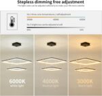 Siittoo Modern Black Chandelier Dining Room Light Fixture, 96W Dimmable LED Modern Pendant Light, 2-Ring Rectangular Chandelier Hanging Light Fixture for Kitchen Island Living Room Hall, Φ=24''+16'' - Image 5