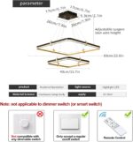 Siittoo Modern Black Chandelier Dining Room Light Fixture, 96W Dimmable LED Modern Pendant Light, 2-Ring Rectangular Chandelier Hanging Light Fixture for Kitchen Island Living Room Hall, Φ=24''+16'' - Image 6
