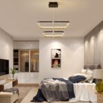 Siittoo Modern Black Chandelier Dining Room Light Fixture, 96W Dimmable LED Modern Pendant Light, 2-Ring Rectangular Chandelier Hanging Light Fixture for Kitchen Island Living Room Hall, Φ=24''+16'' - Image 7