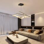 Siittoo Modern Black Chandelier Dining Room Light Fixture, 96W Dimmable LED Modern Pendant Light, 2-Ring Rectangular Chandelier Hanging Light Fixture for Kitchen Island Living Room Hall, Φ=24''+16'' - Image 8