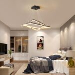 Siittoo Modern Black Chandelier Dining Room Light Fixture, 96W Dimmable LED Modern Pendant Light, 2-Ring Rectangular Chandelier Hanging Light Fixture for Kitchen Island Living Room Hall, Φ=24''+16'' - Image 10