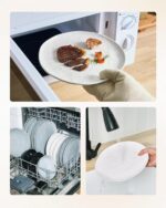 Famiware Porcelain kitchen plates and bowls set, Modern dishes set for 4, Handmade Wave Edge Dinnerware Sets, Microwave and Dishwasher Safe Tableware, Polar White (16pc) - Image 8