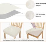 Easy-Going 100% Waterproof Seat Covers for Dining Room Chairs Set of 6, Stretch Chair Seat Slipcovers Protector Removable and Washable Kitchen Dining Chair Covers, Ivory - Image 4