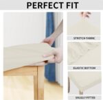 Easy-Going 100% Waterproof Seat Covers for Dining Room Chairs Set of 6, Stretch Chair Seat Slipcovers Protector Removable and Washable Kitchen Dining Chair Covers, Ivory - Image 7