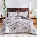 7-Piece Bed in a Bag King Comforter Set with Sheets, Black Leaves Botanical Design Lightweight Bedding for All Season (1 Comforter, 2 Pillow Shams, 1 Fitted Sheet, 2 Pillowcases) - Image 3