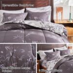 7-Piece Bed in a Bag King Comforter Set with Sheets, Black Leaves Botanical Design Lightweight Bedding for All Season (1 Comforter, 2 Pillow Shams, 1 Fitted Sheet, 2 Pillowcases) - Image 5