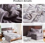 7-Piece Bed in a Bag King Comforter Set with Sheets, Black Leaves Botanical Design Lightweight Bedding for All Season (1 Comforter, 2 Pillow Shams, 1 Fitted Sheet, 2 Pillowcases) - Image 6