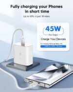45W Fast Charger USB C 2-Pack Type C Wall Charger with 10FT Braided Cable Compatible with Galaxy S25/24/S23/S22/S21/Ultra, Note 20, Tab S9, Z Fold/Z Flip, USB C White Charging Block - Image 3