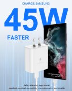 45W Fast Charger USB C 2-Pack Type C Wall Charger with 10FT Braided Cable Compatible with Galaxy S25/24/S23/S22/S21/Ultra, Note 20, Tab S9, Z Fold/Z Flip, USB C White Charging Block - Image 4