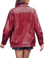 Miladusa Womens Oversized Leather Jackets Faux Casual Zip Up Trendy Bomber Motorcycle Jacket with Pockets - Image 3