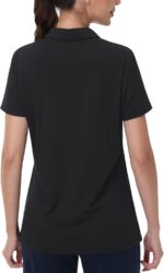 MAGCOMSEN Women's Golf Shirts Short Sleeve Polo Collared Tennis Shirt V Neck Quick Dry Sun Protection UPF 50+ - Image 3