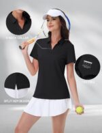 MAGCOMSEN Women's Golf Shirts Short Sleeve Polo Collared Tennis Shirt V Neck Quick Dry Sun Protection UPF 50+ - Image 6