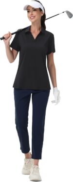 MAGCOMSEN Women's Golf Shirts Short Sleeve Polo Collared Tennis Shirt V Neck Quick Dry Sun Protection UPF 50+ - Image 7