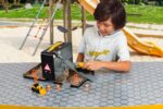 CAT Construction Toys, Store N Go Playset - Tin Travel Case Transforms into Multi-Level Worksite, Includes 2 Little Machines Vehicles & 10 + Accessories, Portable STEM Toy for Kids Ages 3 + - Image 3