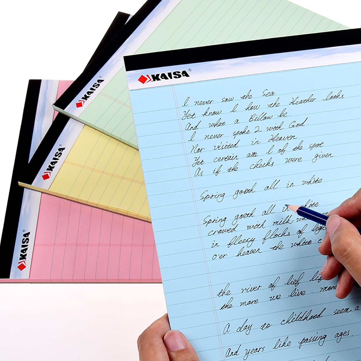 KAISA Colored Legal Pad Writing Pads 8.5x11 inch, Wide Ruled, 40 Sheets/Pad, 20lb Colored Paper, Perforated Writing Pad with Sturdy Back (4 Pads), KSU-5972 - Image 5