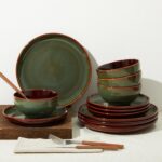 Stoneware Dinnerware Sets, Ceramic Plates and Bowls Set, Microwave & Dishwasher Safe Kitchen Dishes, Modern Dinner Salad Plates | Cereal Bowls, Dishware Sets Service for 4 Sage Green - Image 9