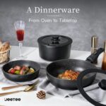JEETEE Pots and Pans Set Non Stick 17pcs, Kitchen Cookware Sets with Detachable Handle, Induction Nonstick Cookware Set with Removable Handle, Stackable RV Cookware, Oven Safe, PFAS/PFOA Free, Black - Image 9