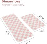 Pink Checkered Kitchen Mats for Floor Set of 2, 2 Pcs Cushioned Non Slip Runner Rugs for Kitchen/Sink/Laundry, Comfort Aesthetic Cute Anti-Fatigue Foam Floor Mat 17.3"x29.5"+17.3"x47.2" - Image 8