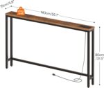 HOOBRO 55.1" Narrow Console Table with Power Outlets, 5.9" Behind Couch Table with Charging Station, Long Sofa Table, Skinny Entryway Table for Living Room, Hallway, Foyer, Rustic Brown BF145UXG01 - Image 4