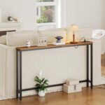 HOOBRO 55.1" Narrow Console Table with Power Outlets, 5.9" Behind Couch Table with Charging Station, Long Sofa Table, Skinny Entryway Table for Living Room, Hallway, Foyer, Rustic Brown BF145UXG01 - Image 6