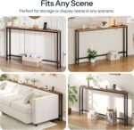 HOOBRO 55.1" Narrow Console Table with Power Outlets, 5.9" Behind Couch Table with Charging Station, Long Sofa Table, Skinny Entryway Table for Living Room, Hallway, Foyer, Rustic Brown BF145UXG01 - Image 8